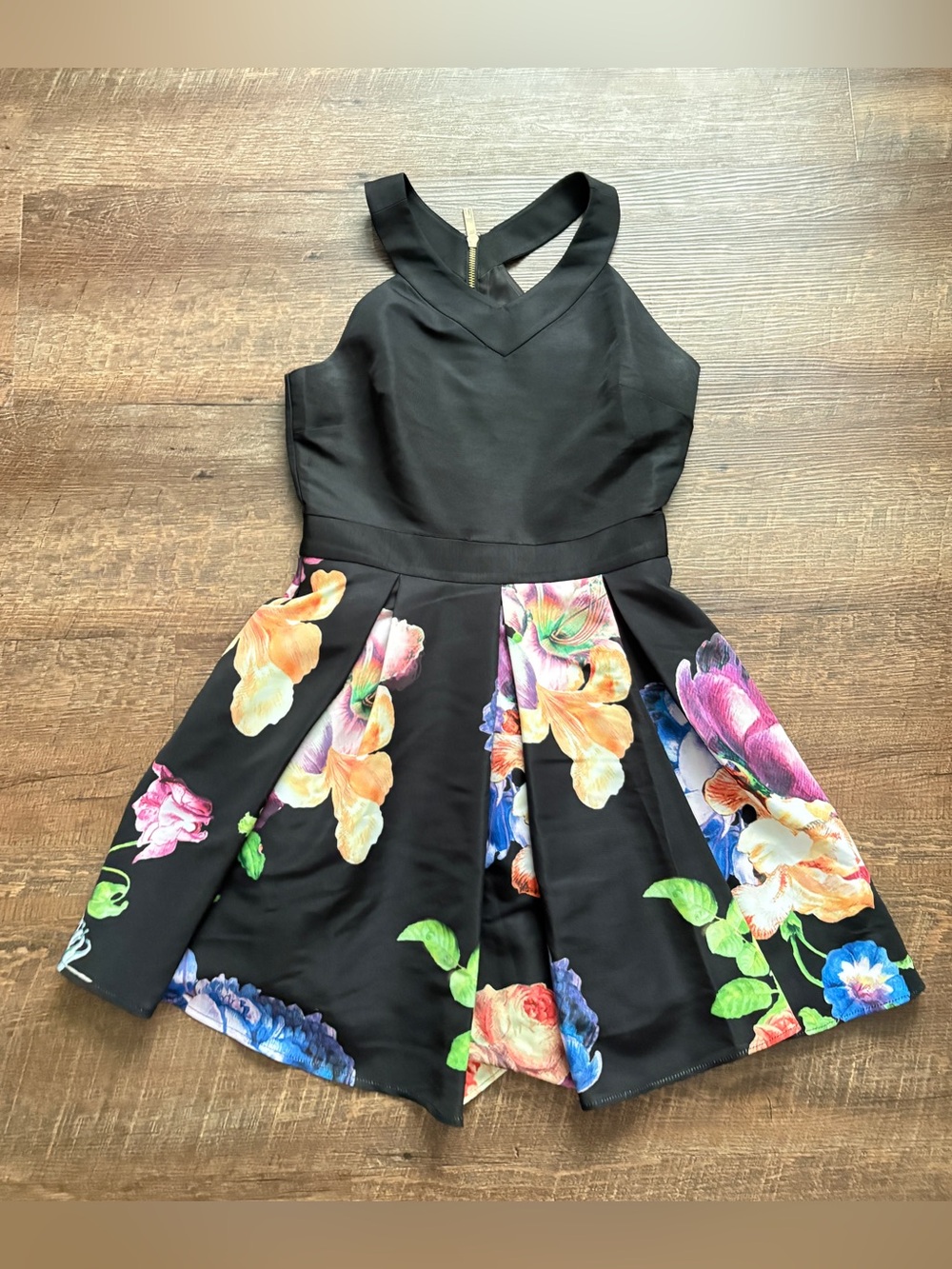 Ted Baker Illusia Tapestry Floral Fit & Flare Skater Dress halter wedding 2 EUC - Picture 11 of 16